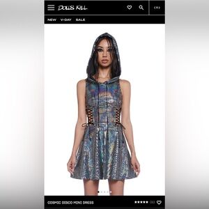 Dolls Kill Cosmic Disco Mini Dress W/ Hood!